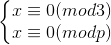 \left\{\begin{matrix} x\equiv 0(mod3)\\x\equiv 0(mod p) \end{matrix}\right.