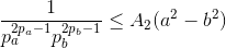 \frac{1}{p_a^{2p_a-1}p_b^{2p_b-1}}\leq A_2(a^2-b^2)