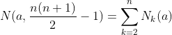 N(a,\frac{n(n+1)}{2}-1)=\sum_{k=2}^{n}N_k(a)